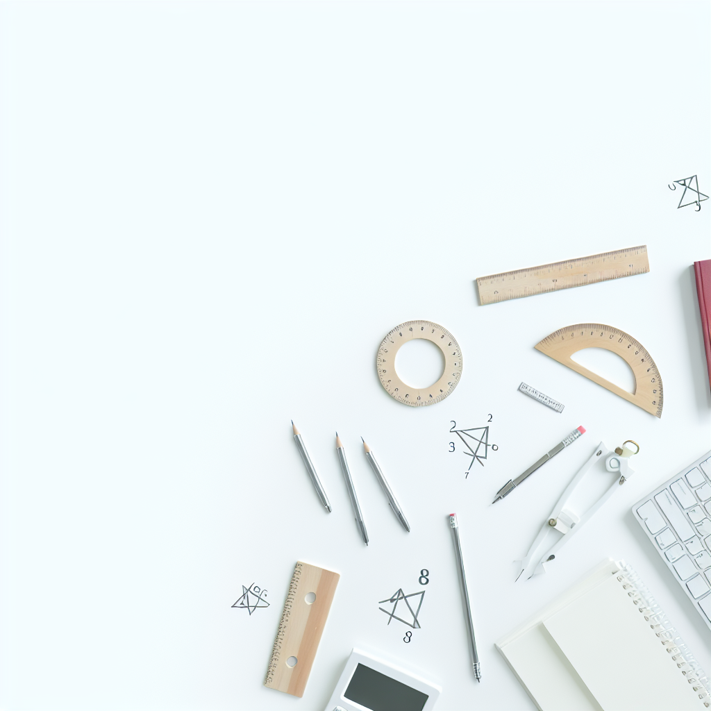 Ortaokul matematik ders notları ve renkli çalışma araçlarıyla çalışma masası